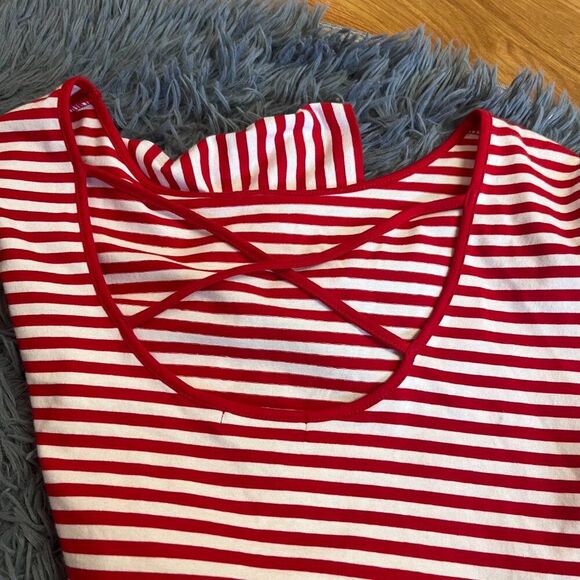 Chaps by Ralph Lauren White Red Striped Top Size XL - Picture 6 of 7